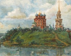 8×10 PRINT OF PAINTING MODERN ART RYTA LANDSCAPE MOSCOW RUSSIA CHURCH cathedral