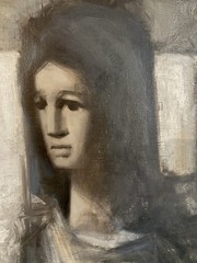 Antonin Marek Machourek Signed Abstarct Figure Oil Painting Monochrome 21”x25”