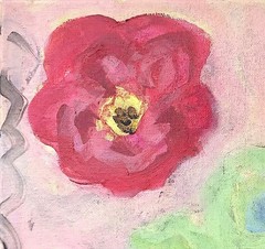 Original Abstract Floral Acrylic 12×12 Canvas Painting, Holly Hammond