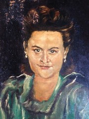 Portrait Lady Woman IN Green Garment° Oil Painting to Restore Cologne 1949 Sign