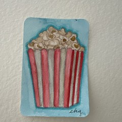 Original Watercolor ACEO Art Card 4.5×3.5 Popcorn