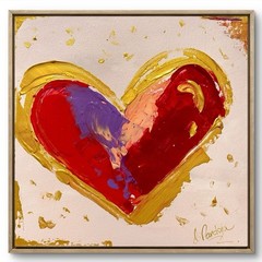 Heart Gold 10×10 Canvas Original Artwork Fine Art Collectible Decor Interior