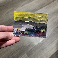 ACEO Artist Card 3.5 X 2.5 Abstract Landscape Acrylic Original Painting on Paper