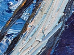 WILLIAMS SIGNED NAUTICAL OIL PAINTING SAILBOAT AT SEA PALETTE KNIFE IMPASTO ART