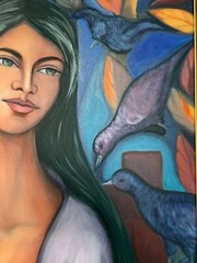 Listed Dominican Artist Julio Susana Large Signed Oil on Canvas Painting 1987