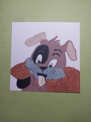 Dog Puppy Whimsical Animals Signed Art 4×4 Acrylic GAT Original Painting