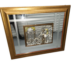 VTG Creazioni Artistiche Young Woman Eating Grapes 3D Framed Mirror 23.5 x 28.5″