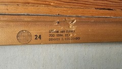 Massive 1970s Mountain Landscape Acrylic Painting Couch Size Gold Wood Framed