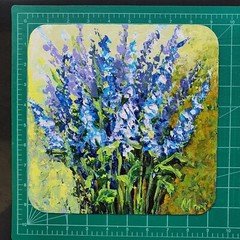 Lavender Flowers Painting Blue Purple Impressionist Floral Wall Art Home Decor