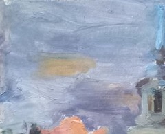 Oil painting City etude Ukrainian painter Unframed Decor original landscape art