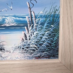 Original Framed Oil Painting on Canvas Signed Beach Coastal Ocean Sea 10″x 12″