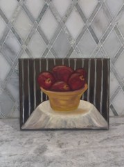 Vintage ‘06 M Okenberg Bowls of Red Apples Baskets 8”X10” Still Life