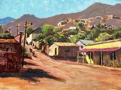 HISTORIC REGIONALISM PAINTING MEXICO VILLAGE DARWIN DUNCAN LISTED CALIFORNIA OIL