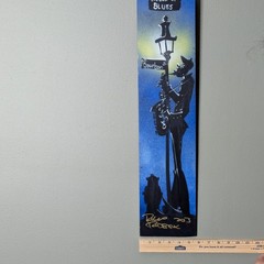 Hand Painted Wood Art Jazz Instrument Signed „Ricco Rideaux 2013“ Wall Decor