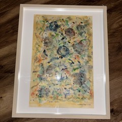 “Golden Floral” By Woody Olsen Watercolor And Acrylic On Polymer 20” X 15”