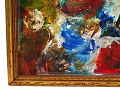 ATTRIBUTED TO ALDEN MASON ABSTRACT AMERICAN MIXED MEDIA PAINTING ON CANVAS