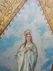 Antique Virgin Mary Oil Painting Canvas Gothic Madonna Immaculate Conception Art