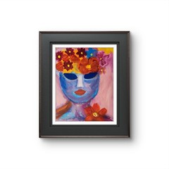 Woman With Flowered Hair Abstract Neo Expressionism Original Artwork Canvas