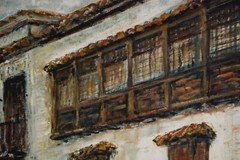 FRAMED SIGNED ORIGINAL OIL COLONIAL BUILDING OLD HAVANA, CUBA ARTIST HECTO VIDAL