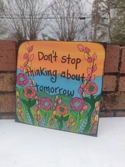 Fleetwood Mac Don’t Stop Lyric Painting on 10 x 10 x 1/8″ wood panel, Song Art