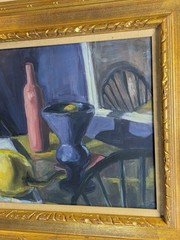 Modern Impressionist Still Life painting abstract risd Purple vintage gold frame