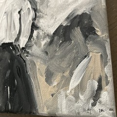 celebrity abstract art girl with back turned by artist rac canvas as pictured