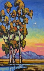 Art Painting Sunset Sky Impressionist Artist Plein Air Style Alla Prima Hawkins
