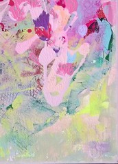 Original abstract acrylic paintings Hot pink Creative impasto painting on canvas
