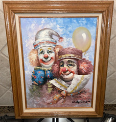 WILLIAM MONINET Collectible Clown Artist (FRAMED 16×20) OIL PAINTING – Rare Find