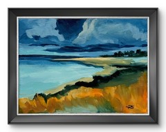 Stormy Coastal Landscape Original Painting Wall Art Home Decor R. Stevens
