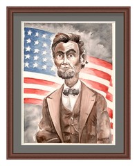 Atherton 9×12 Original Expressionism Watercolor „Abraham Lincoln“ signed