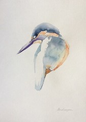 Kingfisher,Birds, Watercolor artwork, Handmade, Original painting on paper