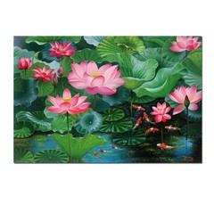 Koi Fish Lotus Pond Carp Canvas Wall Art Home Decor Hand Painted Oil Painting