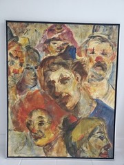 Pascal Cucaro (California, 1915-2004) Abstract Clown Face Original Oil Painting