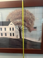 Warren Kimble Framed Folk Art “House with Flag” Professionally framed 24” x 32”