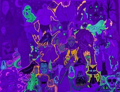 „The Gothic Subconscious“ Alien, Monsters, Haunted Witch, Zombie Doodle Grafitti