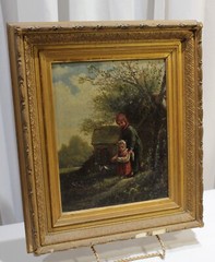 19th Arundel Society Framed Neoclassical European Dutch Oil Mother & Child