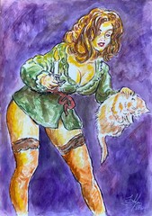 Watercolour Drawing – PIN UP – Elegant Woman 16 3/4 x 12 inches (A3)