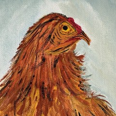 Folk Art Hand Painted Hen Chicken Chicks Baby Canvas 8×10″ Acrylic Quirky Retro