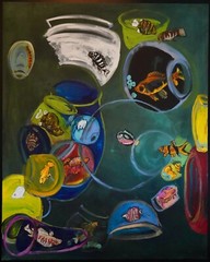Burt Young, „Fish“- Original Oil Painting. Private Collection 60”H X 48”W