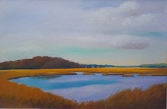 JANE LINCOLN CAPE CODE MASS „STILL WATERS“ PASTEL/PAPER EXHIBITED CUSTOM FRAMED