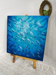 Underwater Oil Painting,Fish Abstract, Original Art,