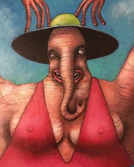 Elephant Lady Tourist Naples Florida Original Acrylic Painting 30×40 In Jocelyn