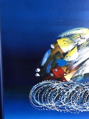 Tour de France Original Signed Van Hussen Canvas Painting Cyclists Bike Riders