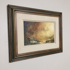 Oliveira Leite Sky & Landscape Brazilian Impressionist Framed Oil Painting 1978
