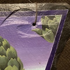 Artichoke Painting Slate Wall Hanging Decor Hand-painted Signed Janie D Mattern