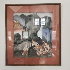 Rare 19th Century Thai Thangka Gouache On Canvas Early Framed Painting