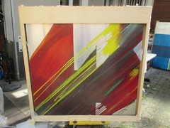 Abstract painting 200×0.50 m informal acrylic art academy Düsseldorf near Hüppi
