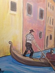 Original Signed 9×12 Venice Canal Bold Acrylic Canvas Impressionist Home Decor