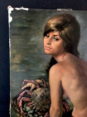 Vintage Painting On Canvas Of A Bareback Woman